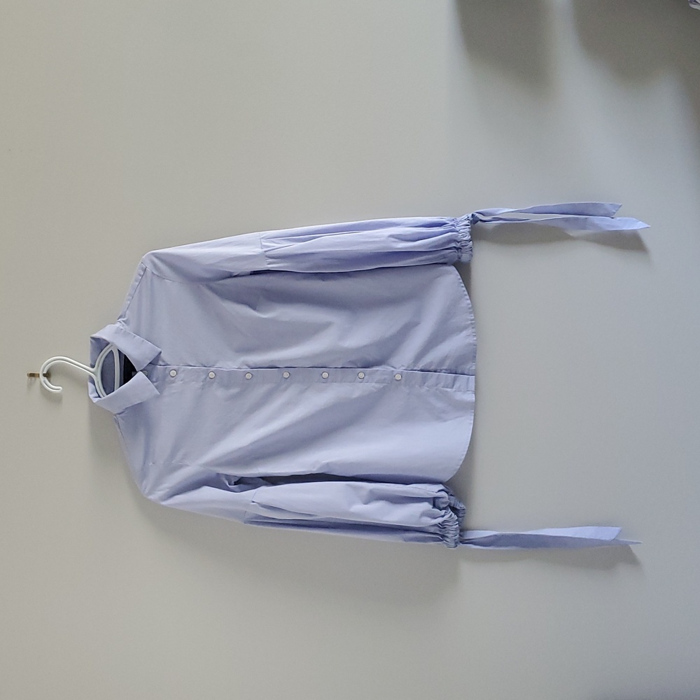 Women's Banana Republic Light Blue Petite Riley Balloon Sleeve Shirt Sz 0 Career